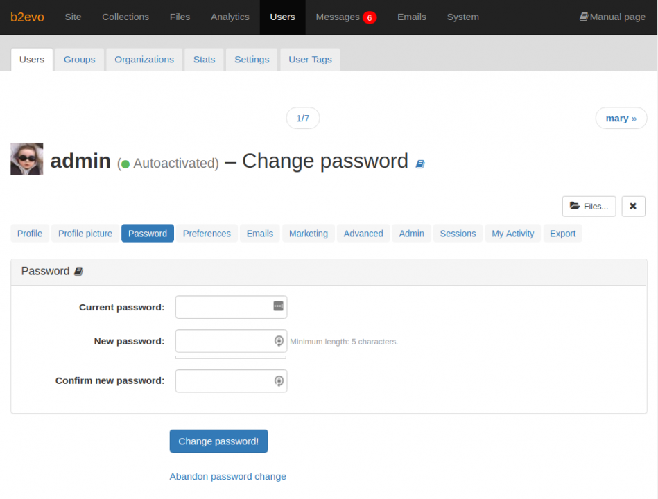 Password Tab