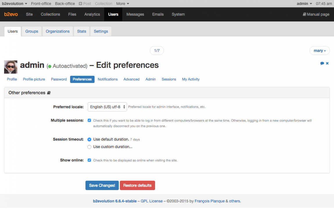 Preferences Tab