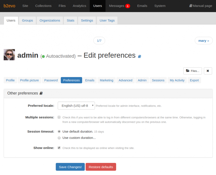 Preferences Tab