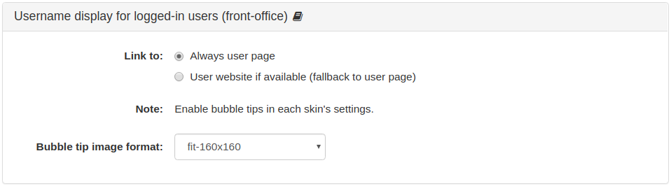 Username display for logged-in users (front-office)