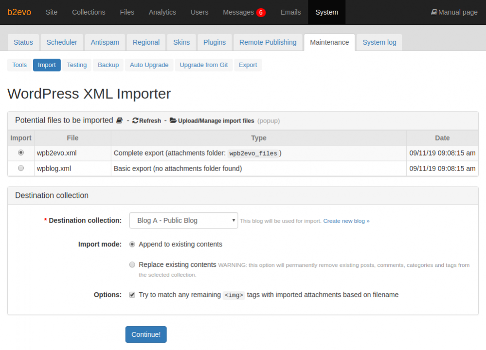 WordPress XML Importer